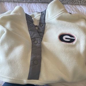 University of Georgia White Champion Quarter Button Jacket/ Sweatshirt